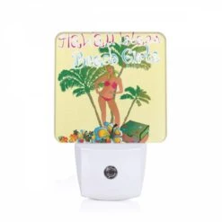 Night Light, A Colorful Advertisement Featuring A Woman In A Bikini And Palm Trees.