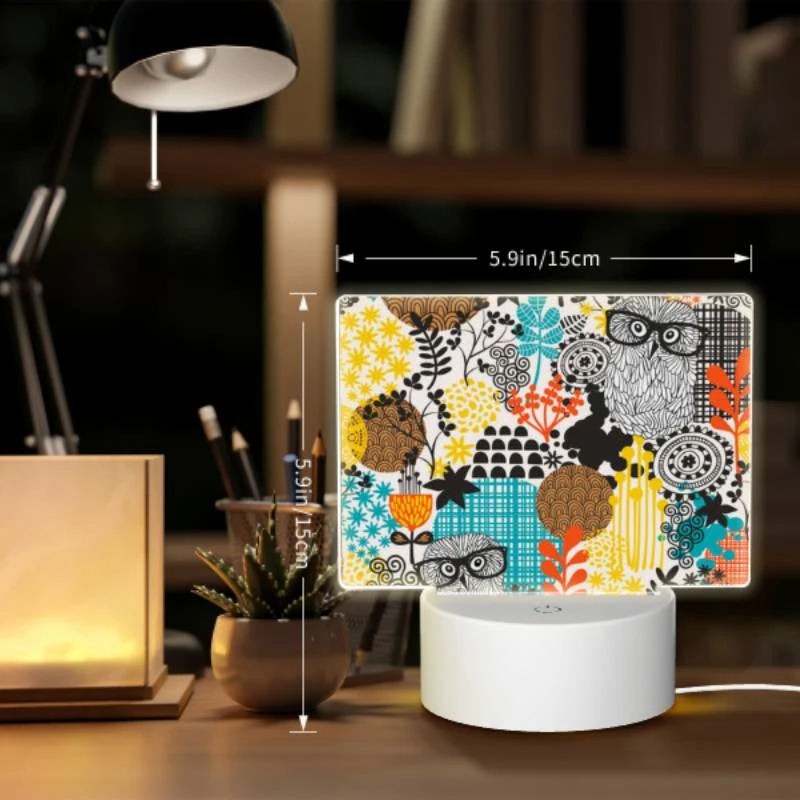Rectangular Acrylic Night Light, A pattern of flowers and birds with glasses. Rectangular Acrylic Night Light, A Pattern Of Flowers And Birds With Glasses. -Cute Night Light Shop 2aca5fb3cdc9e13de21ae731bbc0849b7e3c6cc5