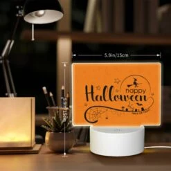 Rectangular Acrylic Night Light, A Colorful Orange Sign That Says "Happy Halloween" With A Witch On A Broom. -Cute Night Light Shop 2afbbb5be8b8fa95772f4fd89dcc75987fc7d9d2