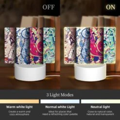 Rectangular Acrylic Night Light, Four Different Colored Paintings Of Flowers. -Cute Night Light Shop 2afe522af594f9745359643fd7f5aec52adff15f