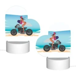 Love Acrylic Night Light, A Woman Is Sitting On A Motorcycle With A Surfboard On The Back. -Cute Night Light Shop 2b1cefe9ec7b16c38571c7aed6bbf1a240c5f848