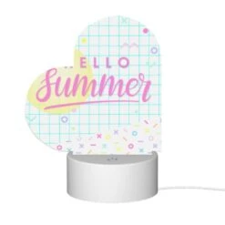 Love Acrylic Night Light, A Pink And Yellow Sign That Says "Hello Summer". -Cute Night Light Shop 2b50465f074389719c23dbdee3916c179177507b