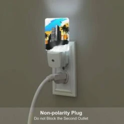 Night Light Set Of 2, A Black And White Drawing Of A City With A Bird Flying Above It. -Cute Night Light Shop 2b6014fe1eb6769f78c5685e7e53a77c29039f25