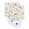 Night Light Set Of 2, A Pattern Of Flowers And Stars With A Pink Rose In The Center. -Cute Night Light Shop 2c1db31753bbf249e8a9625541b7cd8ecc2480f5