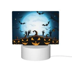 Rectangular Acrylic Night Light, A Group Of Pumpkins With Faces On Them Are Shown In Front Of A Full Moon. -Cute Night Light Shop 2ca567f9cf9a0b3257b8643e406dd33842df4783