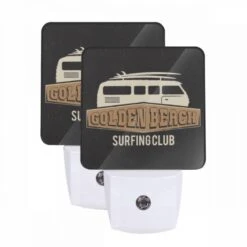 Night Light Set Of 2, A Logo For The Golden Beach Surfing Club.