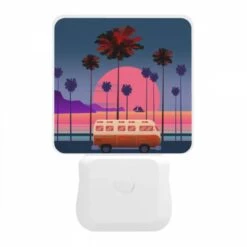 Night Light, A Red And White Van Is Parked In Front Of A Palm Tree. -Cute Night Light Shop 2d606acafbab2c42dc65efff8a88bede72e1d4d0