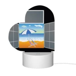 Love Acrylic Night Light, A Painting Of A Beach With A Blue Umbrella And A Chair. -Cute Night Light Shop 2d8c9368e653a500d90f02c7f4d7b345047c0897