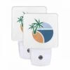 Night Light Set Of 2, A Green Palm Tree Is Growing Out Of A Blue Circle. -Cute Night Light Shop 2ddbec09f2bc604375dad1a68e270b52a72994ca