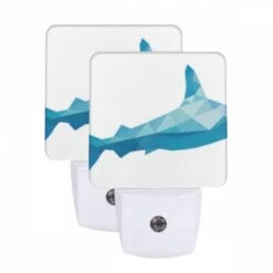 Night Light Set Of 2, A Blue Shark With A White Belly.