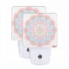 Night Light Set Of 2, A Colorful Flower Design With A Pink And Blue Color Scheme.