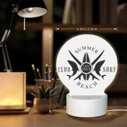 Round Acrylic Night Light, A Logo For The Club Surf Beach. -Cute Night Light Shop 2fb845c1050084809da8c60cda7b8da0d5c2caba