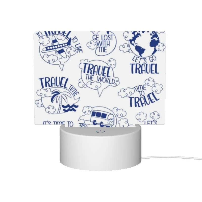 Rectangular Acrylic Night Light, A collection of travel stickers with phrases like "It's time to travel" and "Adventure awaits." Rectangular Acrylic Night Light, A Collection Of Travel Stickers With Phrases Like "It's Time To Travel" And "Adventure Awaits." -Cute Night Light Shop 2fd7a38b0369c521b8605d9e4eaf91a5f088049b