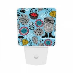 Night Light Set Of 2, A Cartoon Owl Wearing Glasses And Standing On A Snowflake. -Cute Night Light Shop 30e420a12f5f14607842293bb9365aa2c8c3506a