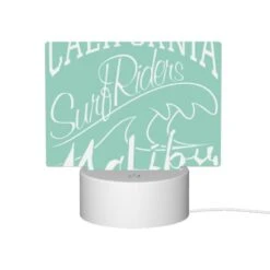 Rectangular Acrylic Night Light, A Surfboard With The Words California Riders Surf Surf Surf On It. -Cute Night Light Shop 312e68a491748ca4606a99974b40b27f015f5322