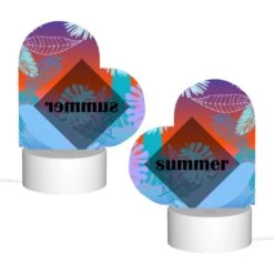 Love Acrylic Night Light, A Colorful Image Of Leaves And Flowers With The Word "summer" Written In The Middle. -Cute Night Light Shop 31575a3e5cfb69cc8885ca4f9f0267074b542c08