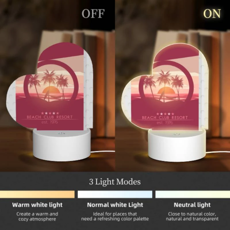 Love Acrylic Night Light, A poster of a beach resort with a sunset in the background. Love Acrylic Night Light, A Poster Of A Beach Resort With A Sunset In The Background. -Cute Night Light Shop 316969898a1e5ea4a2f34c4eade3707bf2ae7fa1