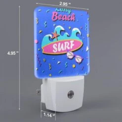 Night Light Set Of 2, A Colorful Surfing Zone Sign With A Pink And Blue Background. -Cute Night Light Shop 318088cbb6db941ff95fcfd8d810aa74160e4233
