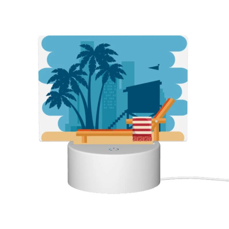 Rectangular Acrylic Night Light, A colorful beach chair with a red and white striped towel on it Rectangular Acrylic Night Light, A Colorful Beach Chair With A Red And White Striped Towel On It -Cute Night Light Shop 318c4299e39596c90ee39bc26d07d088c48890ec