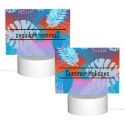Rectangular Acrylic Night Light, A Colorful Image Of Leaves And A Word "Summer Holidays" Written In The Middle. -Cute Night Light Shop 318fc1c34445700449969f88f8c072844993b17c