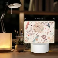 Rectangular Acrylic Night Light, A Colorful Flower Pattern With Hearts And Circles. -Cute Night Light Shop 319ad0a540961bc62af060613841d725e30e307a