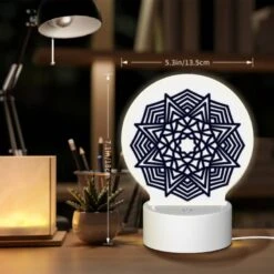 Round Acrylic Night Light, A Black And White Geometric Design. -Cute Night Light Shop 31a4164d6d4275498d9acc036a5c09f5fc99e29a