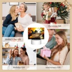 Rectangular Acrylic Night Light, A Halloween Poster With A Witch's Hat And A House In The Background. -Cute Night Light Shop 31d9086d5f0570fb4a94d2a04bac4b710728f4e7