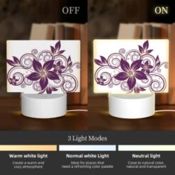 Rectangular Acrylic Night Light, A Purple Flower With A Gold Swirl Around It. 4 Rectangular Acrylic Night Light, A Purple Flower With A Gold Swirl Around It. -Cute Night Light Shop 31f57b55fb66e48aeb0dc2d3e4cb3aa5b15b2d7c