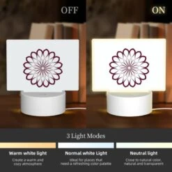 Rectangular Acrylic Night Light, A Purple Flower With A White Center. -Cute Night Light Shop 3296f8bd695eca37bdf569b050003d64f845577a