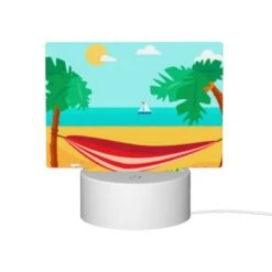 Rectangular Acrylic Night Light, A Red And White Beach Umbrella Is Set Up On The Sand 11 Rectangular Acrylic Night Light, A Red And White Beach Umbrella Is Set Up On The Sand -Cute Night Light Shop 3373394d28aa56e5f53692a580ba3c6c9dae2202