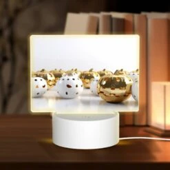 Rectangular Acrylic Night Light, A Collection Of Gold And White Pumpkins.