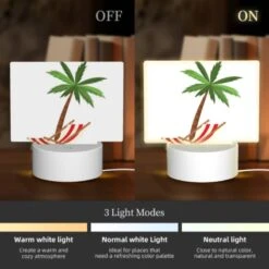 Rectangular Acrylic Night Light, A Palm Tree Is Shown In A Red And White Striped Chair. -Cute Night Light Shop 35b5ab7bffe92fff6a45454be03a9972cbe55b83