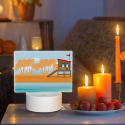 Rectangular Acrylic Night Light, A Small Hut Is Situated On A Sandy Beach. -Cute Night Light Shop 36268366a62eaec617bb86ad0ee5da08239c395c