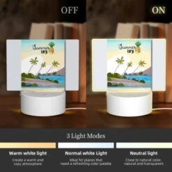 Rectangular Acrylic Night Light, A Colorful Poster Of A Tropical Island With A Pineapple On Top. -Cute Night Light Shop 362d13c2baafb21229a6141be48ab3761dbbb87d