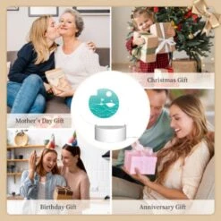 Love Acrylic Night Light, A Blue And White Circle With A Beach And Palm Trees In It. -Cute Night Light Shop 3662ca41cc09576a063486db6817c88f7b5fd769