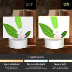 Rectangular Acrylic Night Light, A Pink Flower With Green Leaves. -Cute Night Light Shop 3665a2ae251177311fb9e0e387c5481596062b7b