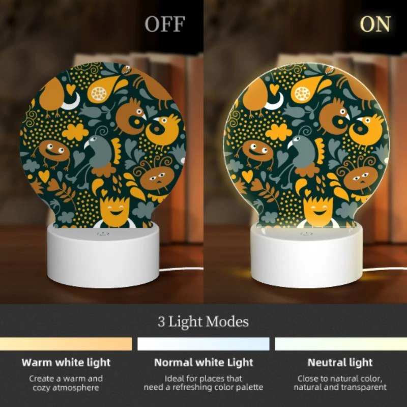 Round Acrylic Night Light, A colorful and detailed pattern of birds and flowers. Round Acrylic Night Light, A Colorful And Detailed Pattern Of Birds And Flowers. -Cute Night Light Shop 372e35bba66360a736b9c324803aa61b69179280