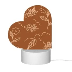 Love Acrylic Night Light, A Drawing Of Leaves And Flowers On A Brown Background. -Cute Night Light Shop 37c62115a4a906f128b95c95006e200b69a1e148
