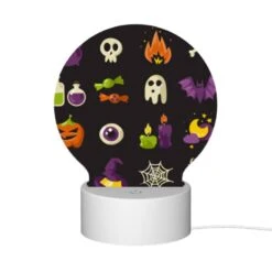 Round Acrylic Night Light, A Collection Of Halloween Icons -Cute Night Light Shop 38181fc126940cc4dcb0decfcebfa835321bec01