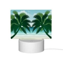 Rectangular Acrylic Night Light, Two Palm Trees Are On The Beach -Cute Night Light Shop 382164772819f50f6231ad78cdb34551651d9402