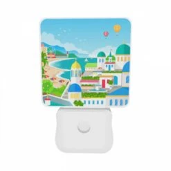 Night Light Set Of 2, A Colorful Cartoon Of A City With A Beach -Cute Night Light Shop 3871fae6ee385a7d8d9b618de1f41a5de3b18553