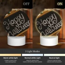 Round Acrylic Night Light, A Chalkboard With The Words "Happy Halloween" Written On It. 4 Round Acrylic Night Light, A Chalkboard With The Words "Happy Halloween" Written On It. -Cute Night Light Shop 38983f71d189338d53d0ab00ca30d36e33cb06f4