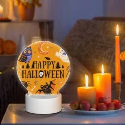 Round Acrylic Night Light, A Colorful Halloween Poster With Various Creepy And Spooky Characters. 8 Round Acrylic Night Light, A Colorful Halloween Poster With Various Creepy And Spooky Characters. -Cute Night Light Shop 38994b019bcf575c247bdf9dc211ae1776e6933f