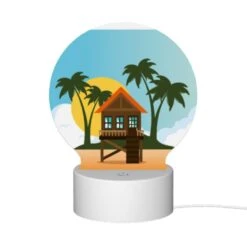 Round Acrylic Night Light, A House On A Beach With A Sunset In The Background. 11 Round Acrylic Night Light, A House On A Beach With A Sunset In The Background. -Cute Night Light Shop 38cd391cb3add25f509d40038571ee09db39e5e1
