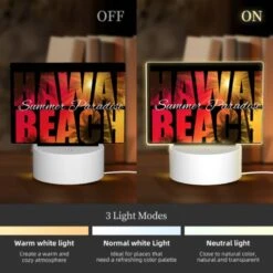 Rectangular Acrylic Night Light, A Colorful Advertisement For A Hawaiian Beach. -Cute Night Light Shop 38d2c189e76249e8354c2fb476ea930928d52631