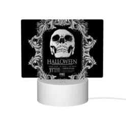 Rectangular Acrylic Night Light, A Poster For Halloween With A Skeleton On It. -Cute Night Light Shop 397cc4708ba3f77f62984993c1866a293131d4dc