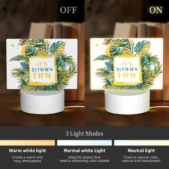 Rectangular Acrylic Night Light, A Colorful Drawing Of A Palm Tree With The Words "It's Summer Time" Written Underneath It. -Cute Night Light Shop 3a4ae577d13df320d8bfc2d92fd83b78340ac8ed