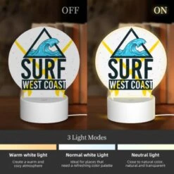 Round Acrylic Night Light, A Logo For Surf West Coast. -Cute Night Light Shop 3ac6f3a95820784759ed945033f54ebf08aeaf95