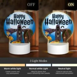Round Acrylic Night Light, A Halloween Poster With A Witch -Cute Night Light Shop 3b0de2927f1c86193991f10cc7616faab93a44ee