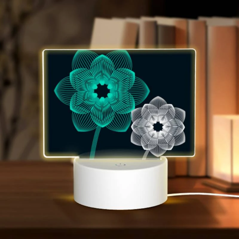 Rectangular Acrylic Night Light, Two blue flowers with green centers. Rectangular Acrylic Night Light, Two Blue Flowers With Green Centers. -Cute Night Light Shop 3b2609dfae8a8d8f150856a7dfd157c10219f9a8